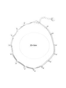 1pc S925 Sterling Silver Minimalist Cool Round Bead Pendant Anklet, Light Luxury Elegant Niche Ins Style Versatile Brightening Fresh Foot Jewelry, Women's Daily Party Beach Holiday Wear Atmosphere Foot Chain Gift - Beads - View 8