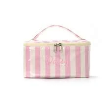Personalized Striped Makeup Bag, Large Capacity Cosmetic Storage Bag, Portable Travel Toiletry Bag, Zipper Storage Bag, Suitable For Daily Use - Multicolor - View 18