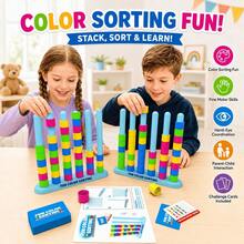 1pc Colorful Stacking Challenge Game Set, Single Or Double Player, Large Size, Suitable As Family Game Night Accessory, Also Suitable As Children's Birthday Or Holiday Gift - Multicolor - View 7