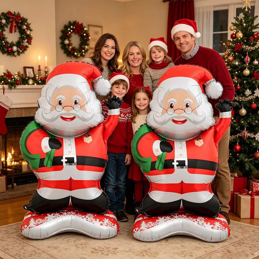 Standing Base Fat Backpack Santa Claus Balloon Christmas Decoration New Year Party Decor - Multicolor - View 1