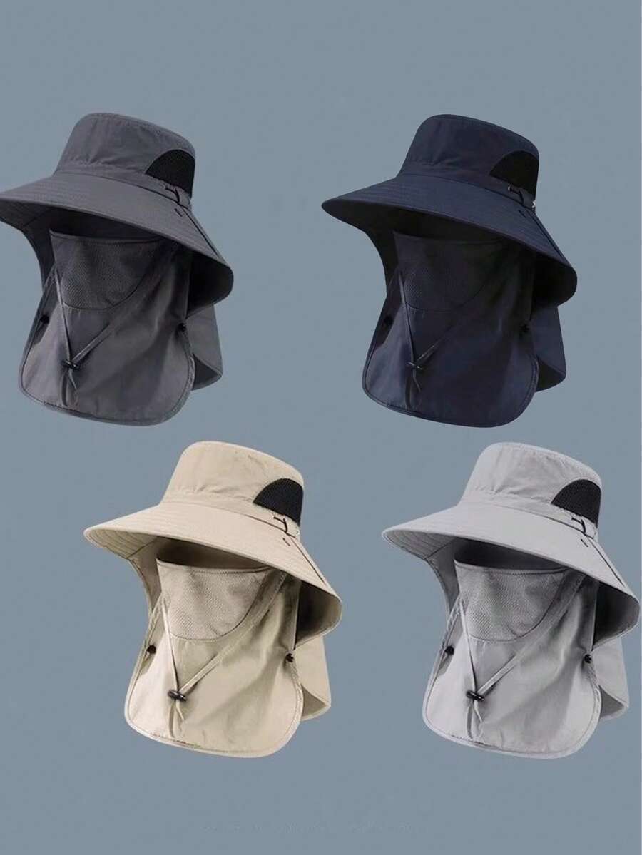 1pc Unisex Fishing Hat Outdoor Double Mesh Sun Hat Bucket Hat, Suitable For Daily Wear, Fishing, Hiking, Vacation - Style F - View 1