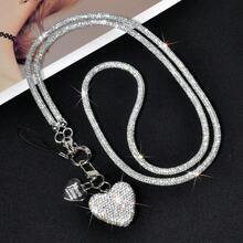 Silver Long Rope + Heart Pendant