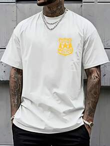 Zootopia Police Disney Men's Cotton Comfortable Tee Dual Side Print Now Recruiting Badge Star Casual Short Sleeve Crew Neck For Men Daily Wear - 白色 - 查看 2