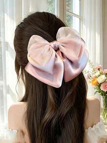 1 Stück französischer Satin-Schleifen-Haarspange, elegante Mesh-Pferdeschwanz-Haarspange, Prinzessinnen-Klammer, sanftes Damen-Haaraccessoire - Verschiedenfarbig - Übersicht 9