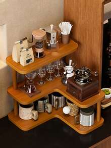 1 pieza Estante de almacenamiento multifuncional para escritorio, soporte multiusos para tazas, estante para perfumes, estante para especias, soporte para pasteles, adecuado para tazas de agua, tazas de café, juegos de té, escritorio de oficina, barra de café, cocina, decoración del hogar - Estilo de esquina - Ver 4
