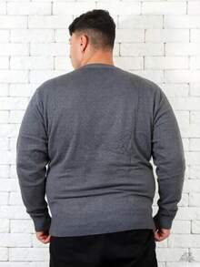 Plus Size Men's Winter Sweater/Blouse With V-Neck, Sizes G1-G4 - Dark Grey - View 2