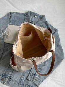 Vintage Classic Fashion Casual Minimalist High-Quality Handbag, Suitable For Commuting, School And Daily Shopping - Beige - View 12