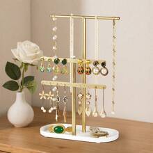 1pc Jewelry Organizer Hanging With Metal Multi Tier Necklace Display Stand Holder For Bracelets Earrings Rings Pendant Storage Rack Display Solution - Multicolor - View 3