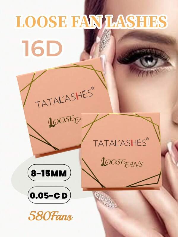 1盒580束 C/D捲度 0.05mm 16D 預製睫毛扇，8-15mm 長度，自然感、纖細蓬鬆、超柔軟、超輕盈，適合日常、派對、音樂祭，全尺寸睫毛扇