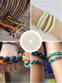 4pcs Set Woven Flower Shaped Wooden Disc Bracelet Weaving Tools, Suitable For Friendship Bracelet Making, Woven Combination Rope Weaving, DIY Jewelry Making, Handmade Crafts, Lightweight Weaving Auxiliary Tools, Jewelry Making Tools - Multicolor - View 6