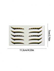 1pc Yellow And Black Rhinestone Eyeliner Face Decoration Sticker, Diamond Eyeliner Sticker, Reusable Eyeliner Sticker, Easy To Use, Suitable For Women's Makeup And Eye Decoration - 彩色 - 查看 10