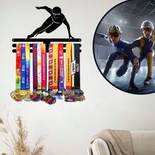 1PC Speed Skating Gold Silver Bronze Medal Display Rack, Metal Wall Decor Storage Rack, Suitable For Sports Awards, Weatherproof Display Collection - Perfect For Sports Enthusiasts And Athletes - Indoor And Outdoor Display, Ideal Gift For Sports Fans And Champions - Black - View 4