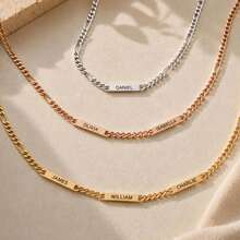 Kalung Bar Nama Kustom Pria, Rantai Figaro Emas 14K yang Dipersonalisasi, Hadiah Hari Ayah untuknya, Hadiah untuk Suami, Perhiasan Pria - Multiwarna 3 - View 6
