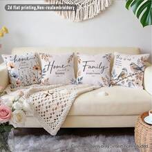 4 buc. huse de pernă decorative pentru canapea, albastru și maro, cu model floral cu păsări și text, imprimate pe o singură față, din material piele de piersică prietenos cu pielea, 45*45 cm, potrivite pentru casă, dormitor, living, petreceri și decor de sărbători, cadou, fără umplutură - Multicolor - Vizualizare 8