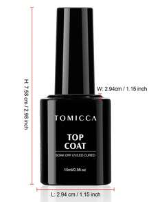 TOMICCA 1pc 15ml Clear Top Coat, UV/LED Curing Required, Quick Drying–DIY Home Salon Manicure Or Gift For Women - TOP CAOT-15ml - View 7