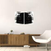 2pcs Modern Black Sports Car Self-Adhesive Wall Stickers, Waterproof Removable Material, Suitable For Living Room, Garage, Game Room And Bedroom Wall Decor, Perfect Holiday Gift For Car Enthusiasts - 2pcs - View 4