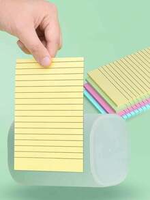 2pcs/1pc Lined Sticky Notes, 4 Colors Mixed 100 Sheets/Book, Portable Student Note Marking Sticky Note Pad, Self-Adhesive Easy To Use, Suitable For Office, Home, School, Office Assistant, Study Supplies, Back To School Essential, Dormitory Essential - 10*15.2cm - View 6