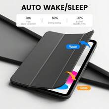 1 pieza Funda para tableta de cuero PU con diseño de panal negro compatible con iPad A16 11ª generación 2025 de 11 pulgadas, Mini 6/7 de 8.3 pulgadas, 10/9/8/7 de 10.2 pulgadas, Air 4/5/6/7 de 10.9/11 pulgadas, Pro de 11 pulgadas, Galaxy Tab A9/A11/A9+/A8/A7 Lite/S6 Lite, cubierta protectora de Body completo con carcasa trasera de TPU suave, soporte plegable y función de suspensión/activación automática - Negro - Ver 2