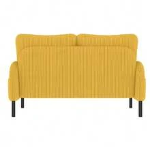Two-Seater Corduroy Sofa With Comfortable Padding, High Back And Side Pockets, Metal Legs, Integrated Side Pockets, Welcoming Softness And Optimal Support, Perfect For Relaxation Spaces In The Home Office. - Yellow - View 7