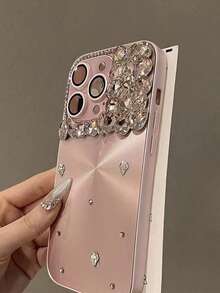 New Shell Pattern 3D Rhinestone Phone Case, Premium Luxury Bling Studded Design, Compatible With IPhone 14 Pro Max/14 Pro/14, 15 Pro Max/15 Pro/15, 12/13 Pro Max, 17/17 Pro/17 Pro Max, 16/16 Pro/16 Pro Max/16 Plus - Pink - View 4