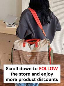 Small Niche Design, Personalized Contrasting Color Checkered Luggage Bag, Large Capacity, Lightweight, Multifunctional, Expandable Travel Bag - Multicolor - View 3