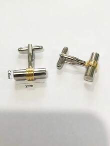 1 Pair Fashionable Elegant Cylindrical Copper Men's Cufflinks - Silver - View 2