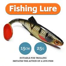 15cm/25g Large Size T-Tail Soft Bait Lure, Realistic Fish Shaped Soft Plastic Bait For Trolling, Surf Casting, Freshwater Fishing For Bass, Carp, 6 Colors Available - Multicolor - View 1