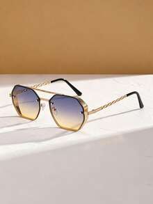 1 Pair Fashion Metal Chain Double Beam Women's Fashion Glasses - Multicolor - View 7