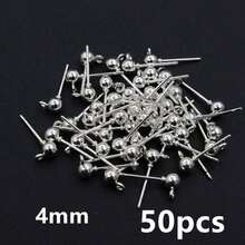 50pcs 3/4/5mm Ball Stud Earring Basic Pins Stoppers Connector For DIY Jewelry Making Accessories Supplies - Ball Stud Pins - View 27