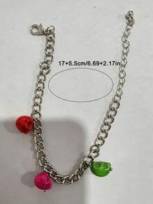 1pc/Punk Style Resin Halloween Skull Pendant Bracelet Suitable For Women's Daily Party Jewelry Gift - 20410-silver - View 11