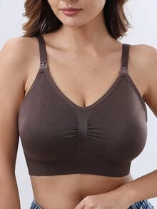 Nursing Bra Hands-Free Maternity Bra (Bottle Is A Prop, Not For ) - Coffee Brown - View 4