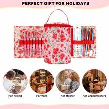1 Set Printed Yarn Storage Bucket Bag + Crochet Storage Roll Bag, Multi-Pocket Portable Knitting Tool Tote Bag, Storage For Handmade DIY Sewing And Knitting Supplies, Suitable For Home Or Travel - Yarn Storage - View 6