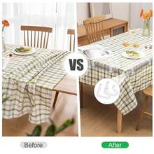 4pcs Tablecloth Fixing Clips, Transparent Anti-Slip Anti-Shift, Invisible Seamless Tablecloth Clips, Thickened Flexible Anti-Run Fixing Device; Say Goodbye To Tablecloth Wrinkles And Mess, Invisible Transparent Tablecloth Fixing Clips, Practical Home Goods, Suitable For Home, Restaurant, Picnic, Party, Banquet, Wedding, Dining Table Supplies - Upgraded Security Version - View 5