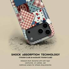Simple Style With Colorful Patchwork Checkered Pattern Floral Design Cover For IPhone 17 16 15 14 13 12 11 Pro Max, Floral Cover For Samsung S21 S22 S23 S24 S25 Ultra Case - 堅固光滑的手機殼 - 查看 6