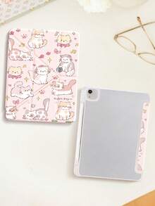 Cute Cat Pattern Tablet Protective Case, Upgraded Multi-Fold Y-Shape Design, Multi-Angle Support, Double-Sided Printed Pattern, Compatible With IPad 10.2 Inch, (A16) 11 Inch 11th Gen 2025/10th Gen, 9th Gen, Shockproof, With Pencil Slot, Supports Sleep/Wake, Best Gift For Family And Friends - Multicolor - View 3