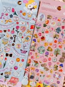 Cute Animal Cat Rabbit Forest Crystal Stickers 3D Epoxy Resin Stickers Scrapbook DIY Planner Stationery Decoration Stickers School Gift - Multicolor - View 7