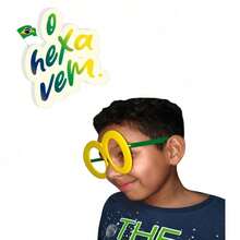 Óculos Do Brasil Juntos Na Torcida Adereço - Multicolorido - Visão 4