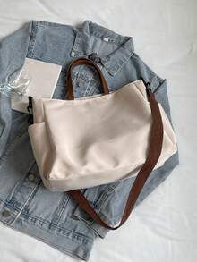 Vintage Classic Fashion Casual Minimalist High-Quality Handbag, Suitable For Commuting, School And Daily Shopping - Beige - View 11