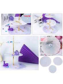 1 Set 3-Tier Gold Ruyi Stand Tray Ornament Display Rack With Handle, Suitable For DIY Wedding Party Decoration Epoxy Resin Mold Accessories - Gold - View 2