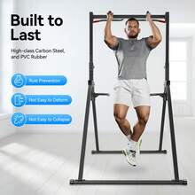 FOGGBET Foldable Power Tower Pull Up Bar And Dip Station, Height Adjustable Pull Up Bar, Fitness Workout Equipment, Free Standing Power Tower Rack For Home Gym, 440LBS Weight Capacity - Black - View 7