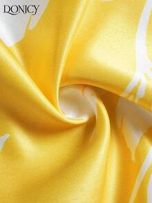 DONICY Women's Yellow Floral Sleeveless A-Line Dress, Casual Round Neck Vacation Wear - Yellow - View 5