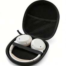 UNIQUEFORYOU 1pc Black Large Capacity Multi-Functional Headphone Storage Box, Shockproof & Pressure-Resistant Hard Shell Design, EVA Material Bluetooth Earphone Storage Box, Digital Camera Accessory Bag, Data Cable, USB Drive Zipper Portable Protective Case - Black - View 10