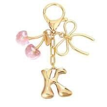 1Pc Initial Keychain, Coquette Cherry Bow Charm Pendant, Y2K Aesthetic Resin Keyring For Backpack Car, Cute Gift For Her Women Girls - Multicolor - View 28