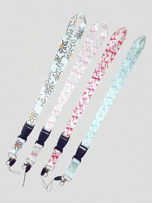 1pc Casual Versatile Multi-Pattern English ID Badge Lanyard 20.91in(53.1cm) Simple Fashion Detachable Neck Strap Lanyard Teacher Nurse ID Card Lanyard White Flower Pink Stay Arrow Rainbow Flower Detachable Lanyard Teacher's Day Nurse's Day Gift Daily Wear Office Supplies - A - View 4