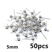 50pcs 3/4/5mm Ball Stud Earring Basic Pins Stoppers Connector For DIY Jewelry Making Accessories Supplies - Ball Stud Pins - View 26