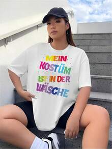 - - Humorvolles Damen-T-Shirt mit deutscher Sprichwörter - Mein Outfit ist im Waschsalon Lustige deutsche Phrase Mein Kostüm ist in der Wäsche - 180Gsm Schweres Freizeit-Ro2026 - Weiss - Übersicht 1