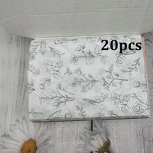 10/20/25/40/50/80 張白色花卉圖案薄棉紙，適用於 DIY 手作、派對禮物、花束包裝、衣物包裝及生日禮物裝飾 - 款式8 - 查看 6