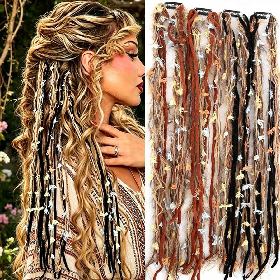 Vintage Long Tassel Hair Accessory, 24-Inch Model Wear Style, BB Clip Colorful Rope Yarn Hair Ornament - Multicolor - View 1