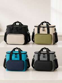 1pc Foldable Insulated Lunch Bag, Tote Bag, Large Capacity, Suitable For Office Workers, Students, Insulated Bento Box Bag, Waterproof, Thermal/Cooling, Can Hold One Full Meal, High Quality, Suitable For Home, Morning, Outings, Travel, Picnic - A - View 3