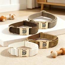 1 pieza Collar personalizado con código QR para mascotas en marrón y crema, con grabado de nombre personalizado y un código QR de contacto para protección de la privacidad, capaz de rastrear y localizar a la mascota. Multifuncional, adecuado como regalo para amantes de los perros y dueños de mascotas - Multicolor - Ver 9